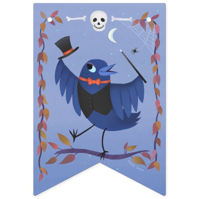 Banderines Cuervo de Halloween Luna Azul (Primera bandera)