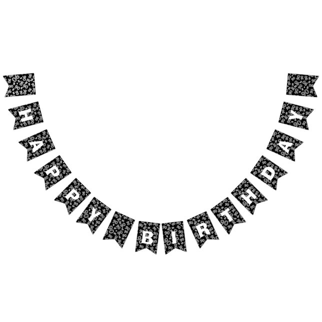 Banderines Cumpleaños blanco y negro intrépido del feliz (Todo)