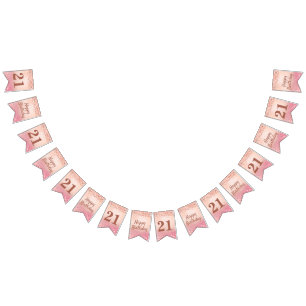 Banderines Cumpleaños Brillo Holo Rosa Rubor Chic