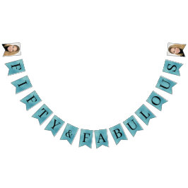 Banderines Cumpleaños cincuenta y fabuloso guión teal Foto de