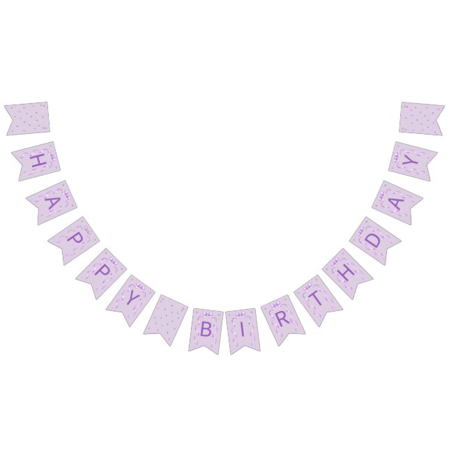 Banderines Cumpleaños Coquette con Lazo Morado  (Todo)