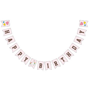 Banderines Cumpleaños. Corta unicornio con corazones cortos.