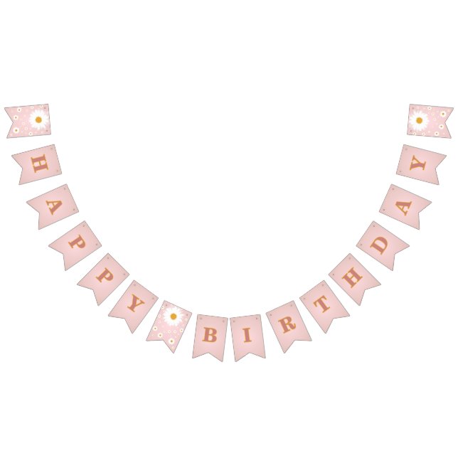 Banderines Cumpleaños de cualquier edad Daisy Pink  (Todo)