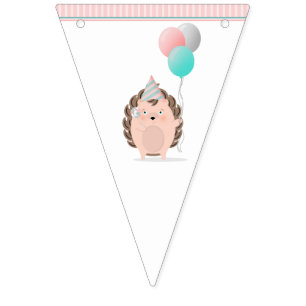 Banderines Cumpleaños de Cute Hedgehog