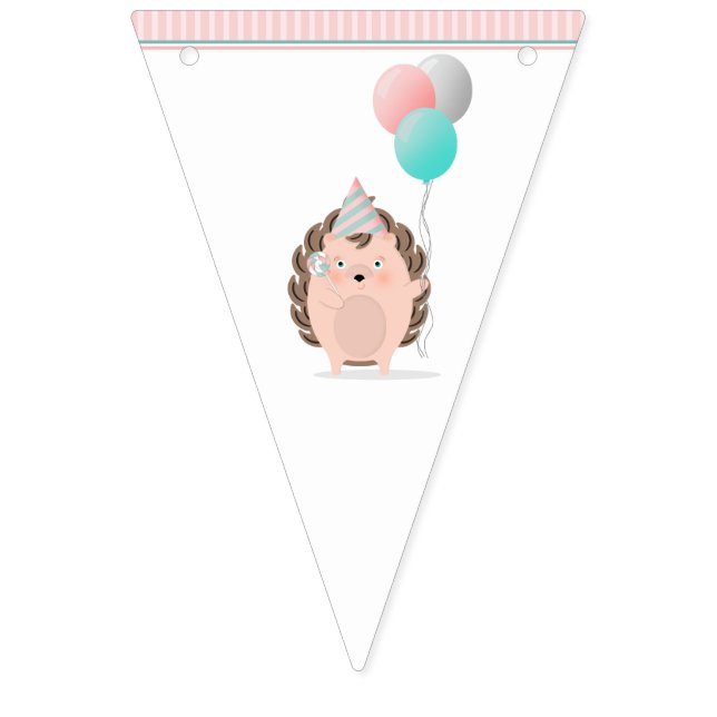 Banderines Cumpleaños de Cute Hedgehog (Primera bandera)
