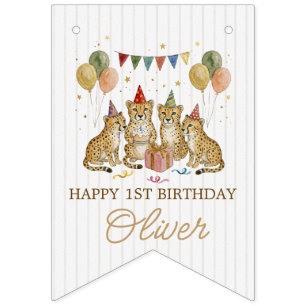 Banderines Cumpleaños de Guepardo Neutral Safari Salvaje