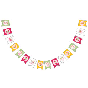 Banderines Cumpleaños de la niñita del Jardín Gnome Strawberr