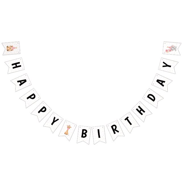 Banderines "Cumpleaños de la Selva Safari Rosa (Todo)