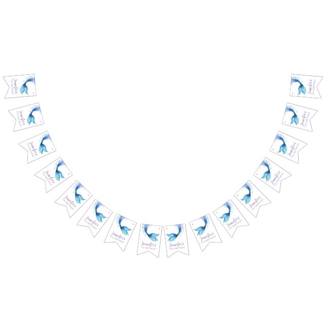 Banderines Cumpleaños de la Sirena bajo los tonos morados del (Todo)