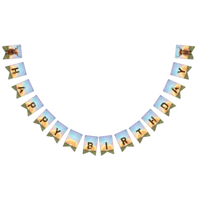 Banderines Cumpleaños de la vaca Highland (Todo)