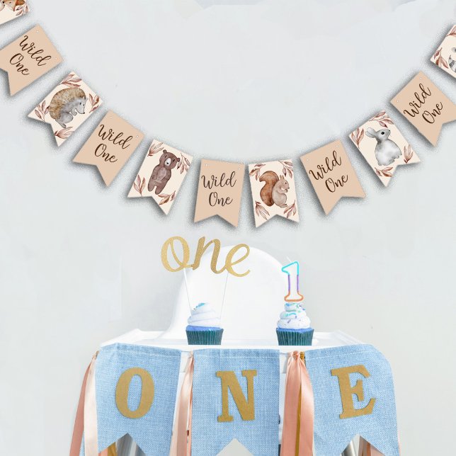 Banderines Cumpleaños de los Animales de Watercolor Woodland (Subido por el creador)