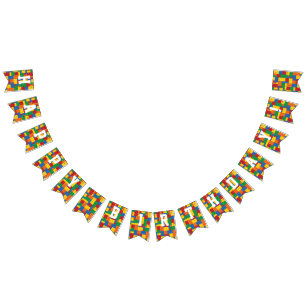 Banderines Cumpleaños de los Bloques de Construcción