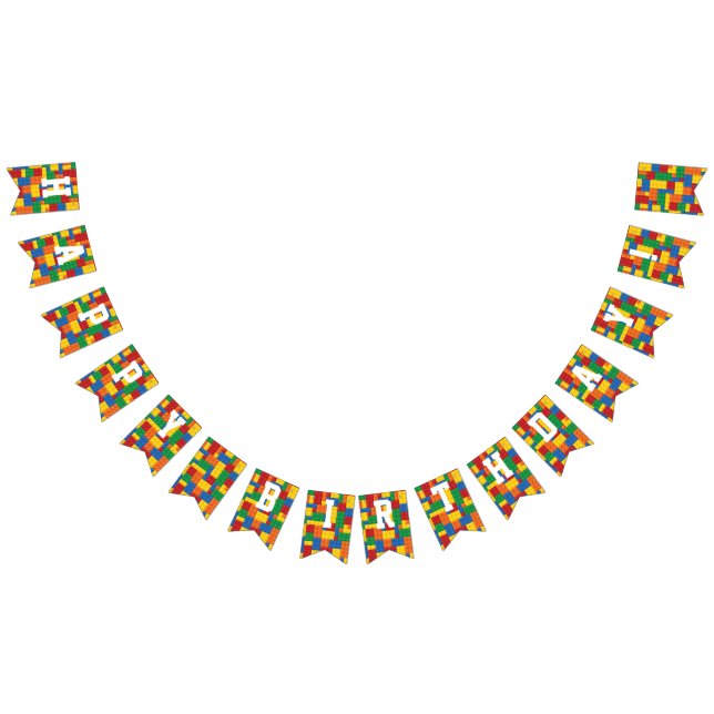 Banderines Cumpleaños de los Bloques de Construcción (Todo)