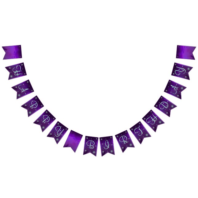 Banderines Cumpleaños de los hados morado y turquesa (Todo)