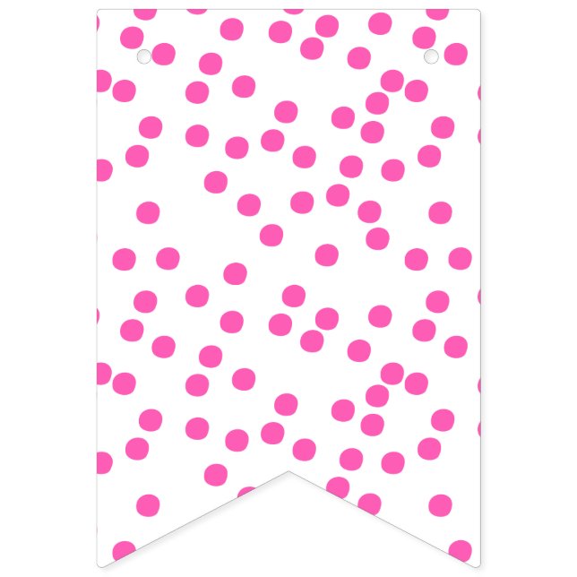 Banderines Cumpleaños de los niños - Patrón de Polkadots Rosa (Primera bandera)