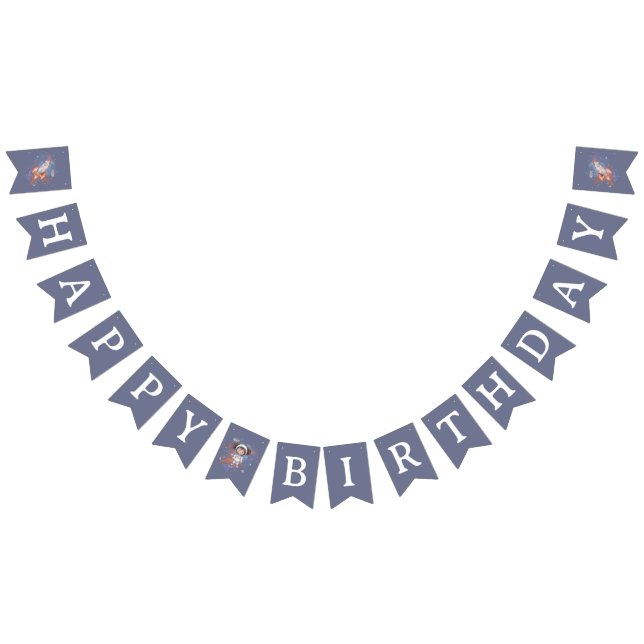 Banderines Cumpleaños de niña astronauta en el espacio exteri (Todo)