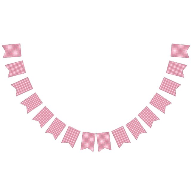 Banderines Cumpleaños de niña con gingham rosa para su primer (Todo)