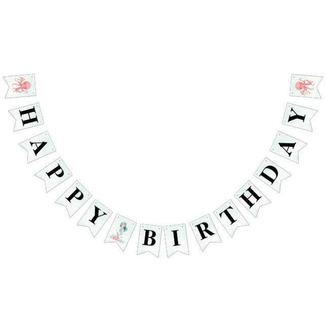 Banderines Cumpleaños de niñas sirena debajo del mar (Todo)