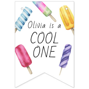 Banderines Cumpleaños de niños con helado de paleta