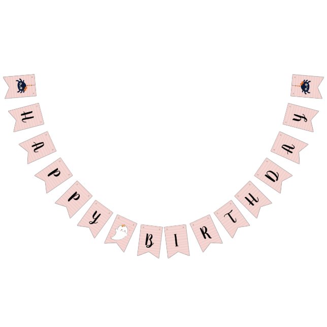 Banderines Cumpleaños de Pink Happy Halloween (Todo)