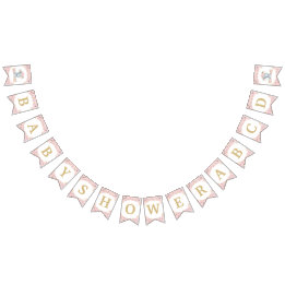 Banderines Cumpleaños de Rubor Pink Floral Elephant en Baby S