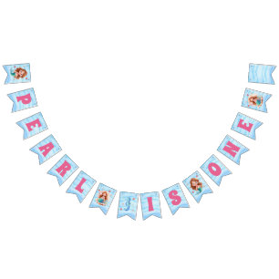 Banderines Cumpleaños de sirena acuarela linda personalizada