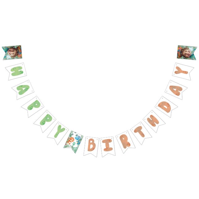 Banderines Cumpleaños de Stomp, Chomp y Dos Dinosaurios acuar (Todo)