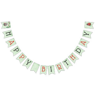 Banderines Cumpleaños de una mariquita en una acuarela prader