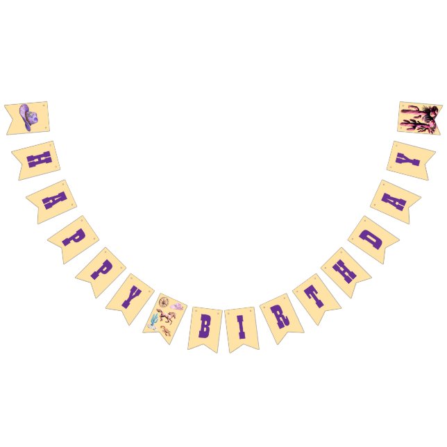 Banderines Cumpleaños de Vaquera del Oeste (Todo)