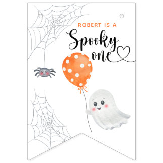Banderines Cumpleaños de Watercolor Spooky One 1er