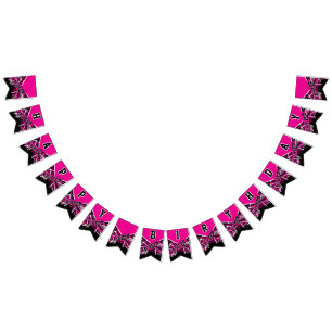 Banderines Cumpleaños del animador Rosado Caliente