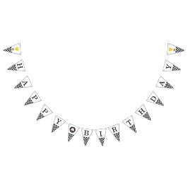 Banderines Cumpleaños del patrón de tablero de ajedrez blanco