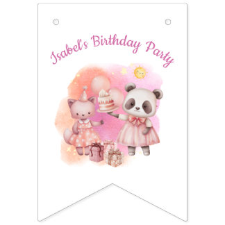 Banderines Cumpleaños Dulce Animal Pastel