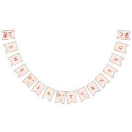 Banderines Cumpleaños Elegante Floral Acuarela Rosa Uno 1 