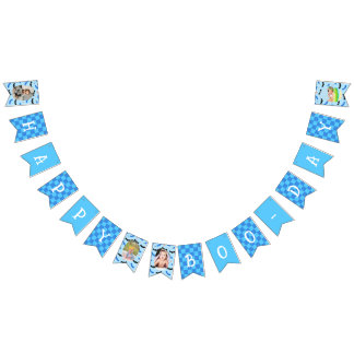 Banderines Cumpleaños espeluznante de tablero de ajedrez azul