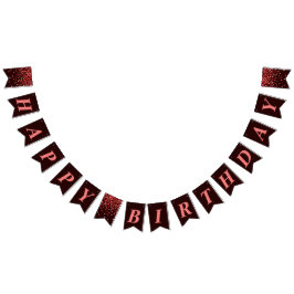 Banderines Cumpleaños Feliz Confeti Negro y Rojo Chic