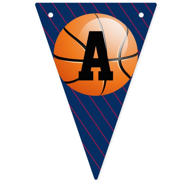 Banderines Cumpleaños Feliz de Baloncesto Personalizado (Tercera bandera)