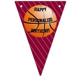 Banderines Cumpleaños Feliz de Baloncesto Personalizado