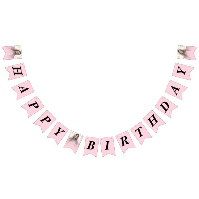 Banderines Cumpleaños Feliz Gradiente Rosa Pálido Foto (Todo)