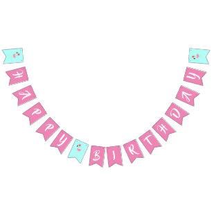 Banderines Cumpleaños feliz lindo del flamenco rosado 1r