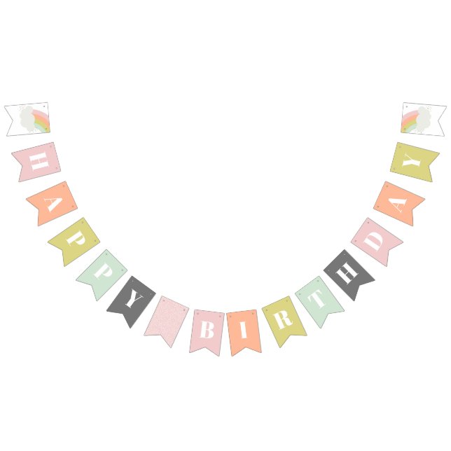 Banderines Cumpleaños Feliz Pastel Arcoíris Niños (Todo)
