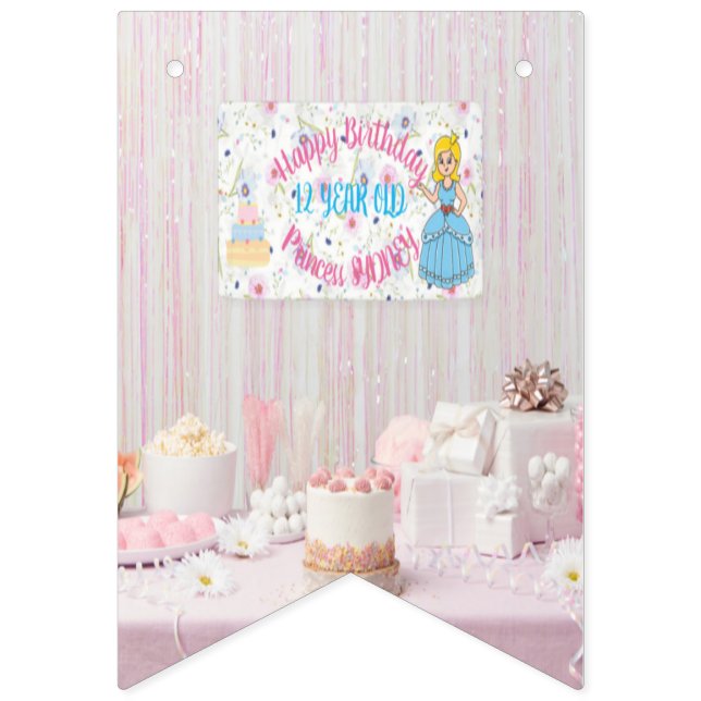 Banderines Cumpleaños Feliz Princesa banderín banner (Tercera bandera)