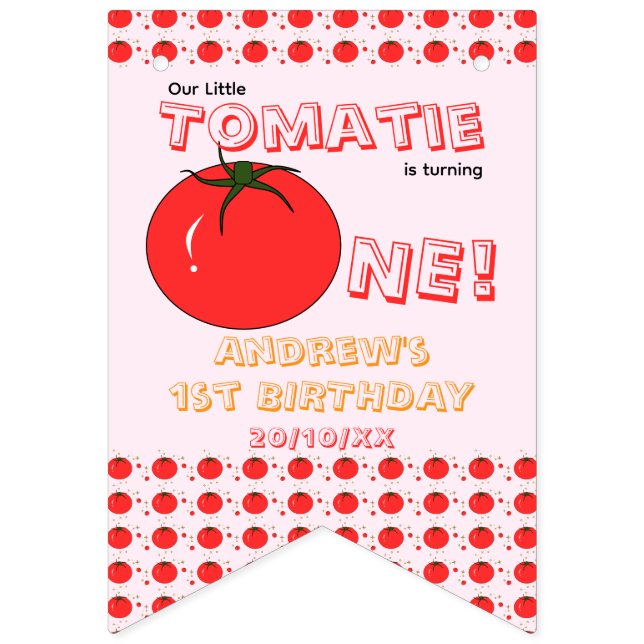 Banderines Cumpleaños neutral de género de Tomate Lindo 1er (Séptima bandera)