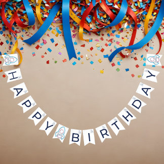 Banderines Cumpleaños Personalizable Fuera al Espacio