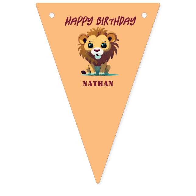 Banderines Cumpleaños personalizado de Little Lion (Primera bandera)