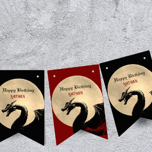 Banderines Cumpleaños personalizado del dragón mítico