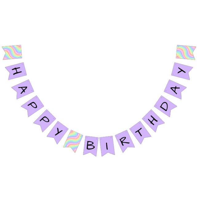 Banderines Cumpleaños Retro Pastel Arcoíris 6 Feliz Cumpleaño (Todo)