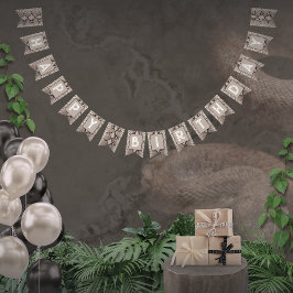 Banderines Cumpleaños Serpiente Estampado Animal Beige