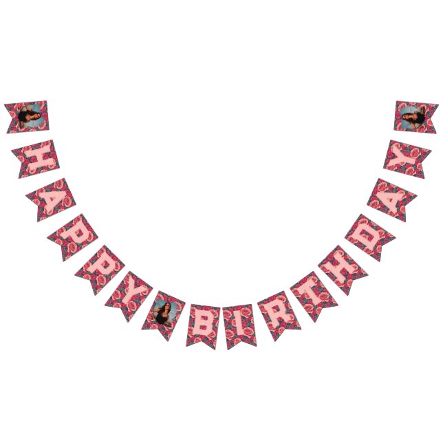 Banderines Cumpleaños Temático de Rosa Hermosa (Todo)