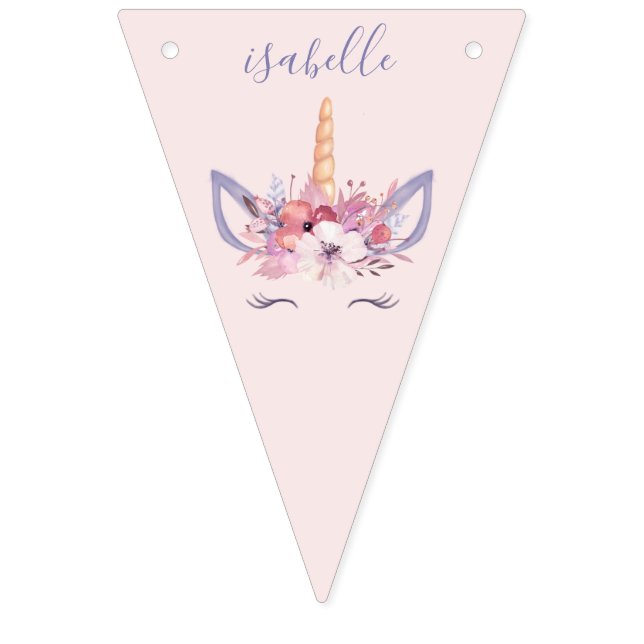 Banderines Cumpleaños unicornio floral (Primera bandera)